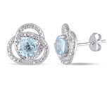 2.00 Carat (ctw) Blue Topaz Infinity Knot Earrings with Accent Diamonds in Sterling Silver
